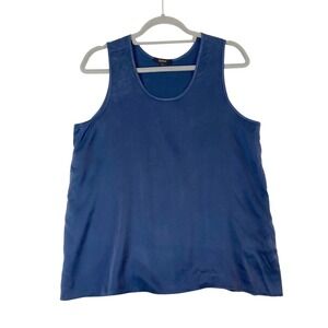 Quince 100% Silk Pajama Tank Top Indigo Blue Sz Large Quiet Luxury Capsule